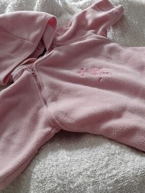 U.S. Polo Assn. Pink Fleece Baby One-Piece Bodysuit with Hood